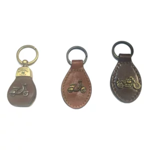 Set mit 3 handgefertigten Schlüsselanhängern aus Leder: Moto Club
