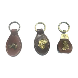 Set aus 3 handgefertigten Schlüsselanhängern aus Leder: Clubhund