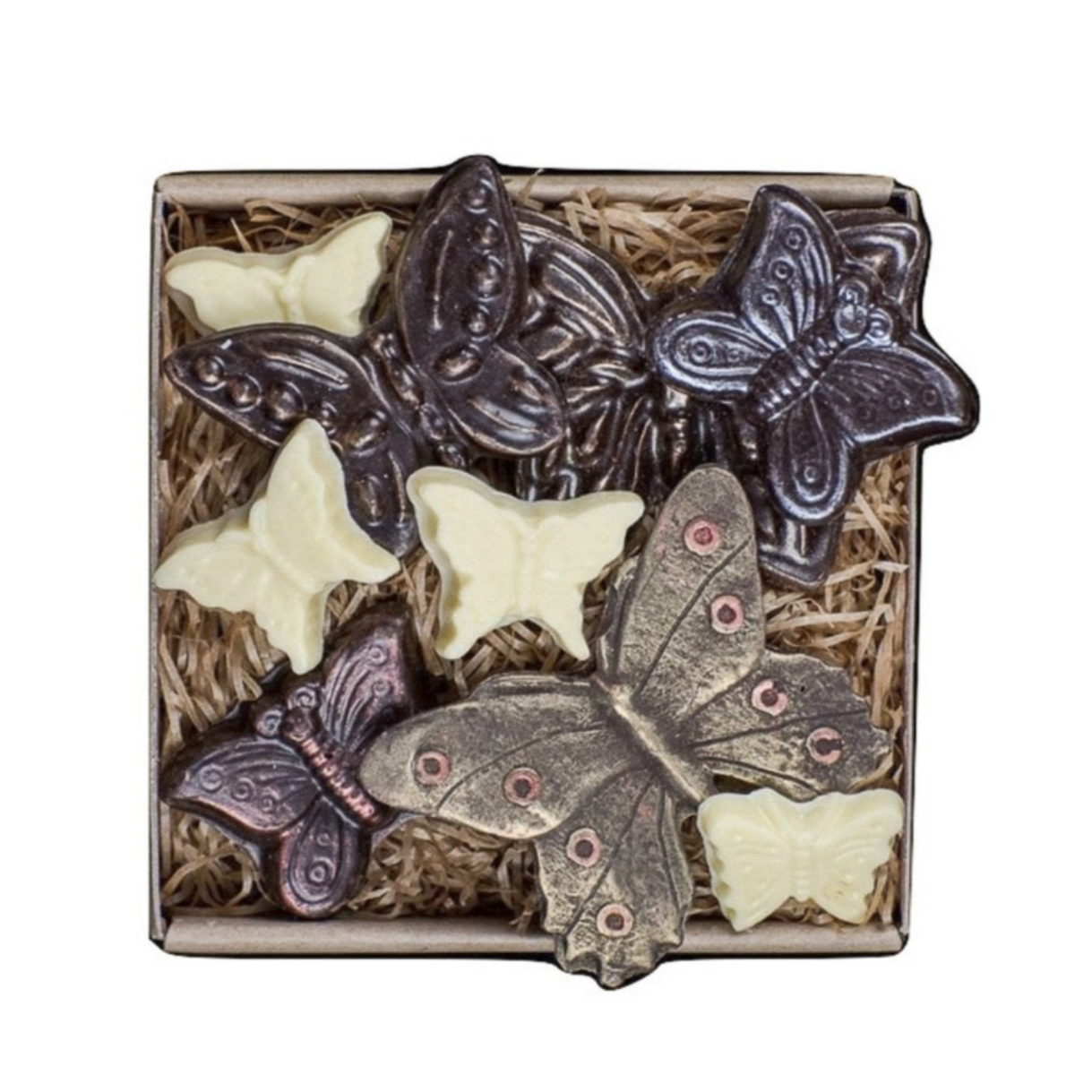 Farfalle aus weißer und dunkler Schokolade, 150g