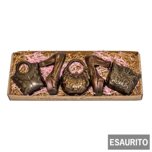Confezione con scarpe e borse in cioccolato, 240g