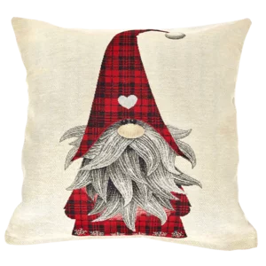 Housse de coussin de Noël avec gnome d'hiver en fil lurex, 44×44 cm