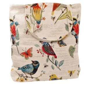 Borsa per la spesa in gobelin multicolor, fantasia Uccelli