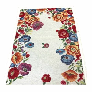 Striscia runner in gobelin, stile shabby chic con rose, 37×100cm