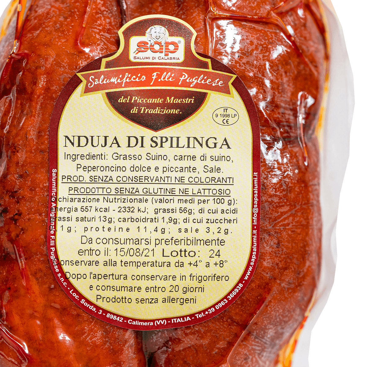 nduja di spilinga e scalda 'nduja 180g Salumificio Artigianale Pugliese