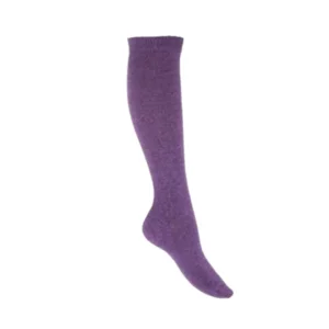 Chaussettes longues femme en mélange cachemire et laine, coloris violet