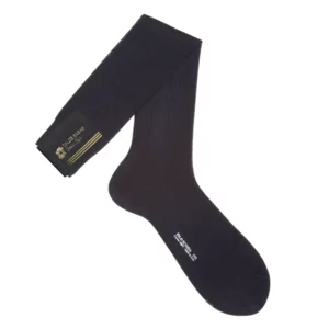 Lange gerippte Socken, 100% Lisle-Garn, schwarze Farbe
