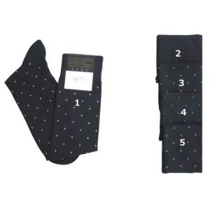 Lange blaue gepunktete Socken, 95% Lisle-Garn, Größen 43/46