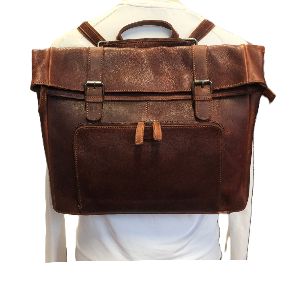 Zaino cartella in pelle unisex Appignano con doppia portabilità, 36x30x8cm
