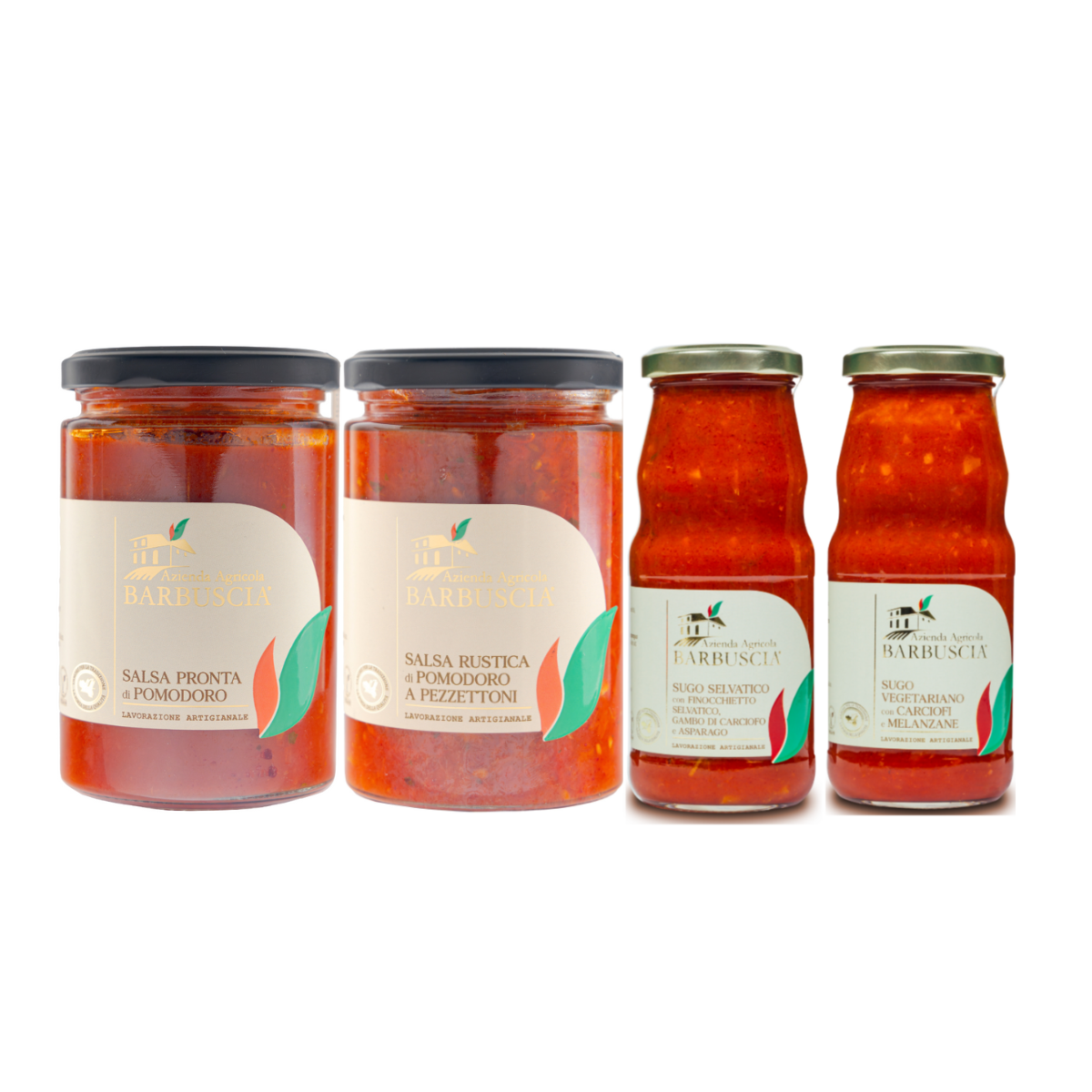 Soßenverkostung: Tomatensoße, rustikale Soße, Wildsoße, vegetarische Soße, 4x370ml