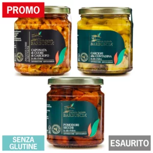 Mix orto in festa: caponata di carciofi, carciofi alla contadina, pomodori secchi, 3x280g