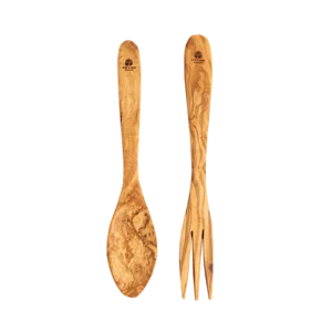 Coppia posate per insalata in legno d'olivo, 30cm