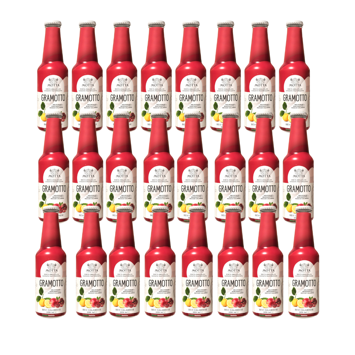 Kohlensäurehaltiges Getränk auf Basis von Granatapfel und Bergamotte, Gramotto, 24x20cl