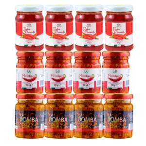 Calabria piccante: Bomba calabrese, Piccantissima e Dolce Piccante, 12x100g