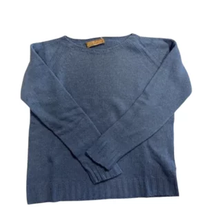 Maglia con scollo a barca da donna in misto cashmere color jeans