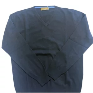 Maglia con scollo V da uomo in misto cashmere color blu navy