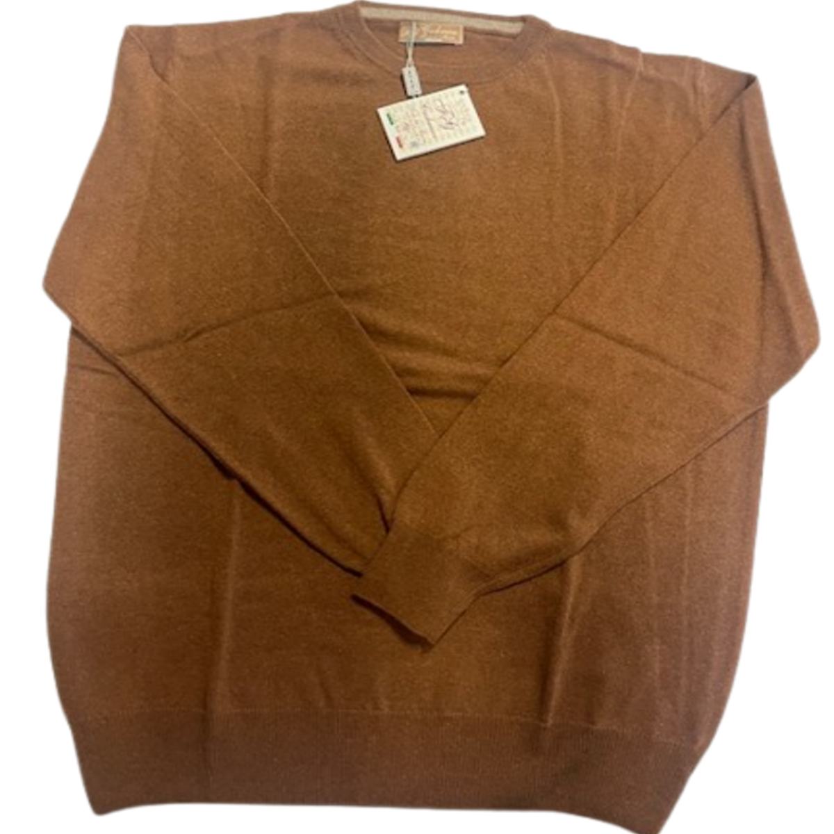 Herrenpullover mit Rundhalsausschnitt aus gebrannter Kaschmirmischung
