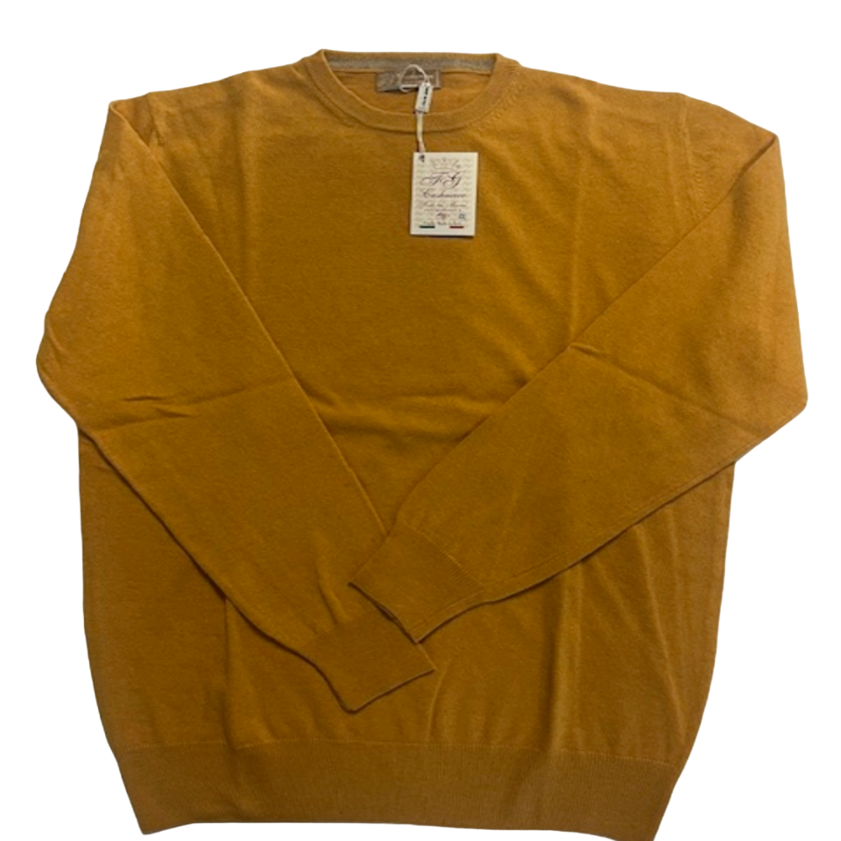 Maglia a girocollo da uomo in misto cashmere color senape