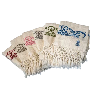 Paire de serviettes de bain en pur coton à motif floral