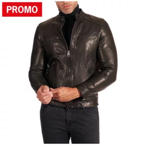 Blouson Homme Noir Cuir Véritable Fabriqué en Italie Hamilton Washed