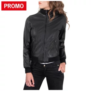 Bomber in Vera Pelle Donna Nero Made in Italy G155