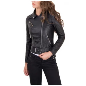 Veste en cuir femme avec ceinture new arrivals