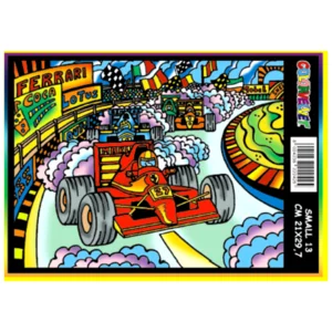 Petit tableau avec dessin velours à colorier : Formula One, 21x29,7cm