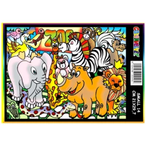 Petit tableau avec dessin velours à colorier : Zoo, 21x29,7cm