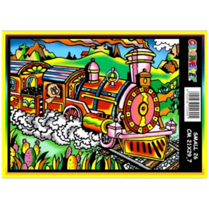 Petit tableau avec dessin velours à colorier : Train, 21x29,7cm