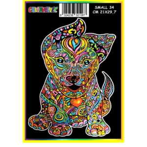 Quadro small con disegno in velluto da colorare: Puppy dog, 21x29,7cm