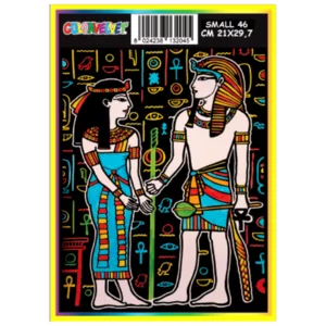 Quadro small con disegno in velluto da colorare: Egiziani, 21x29,7cm