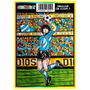Quadro small con disegno in velluto da colorare: Maradona verticale, 21x29,7cm