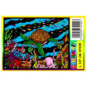 Großes Gemälde mit Samtzeichnung zum Ausmalen: Aquarienschildkröte, 47x35cm
