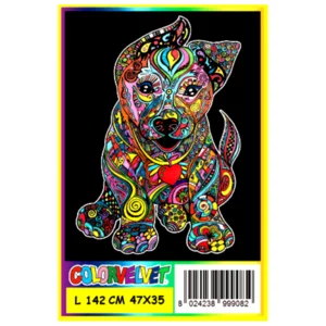 Quadro large con disegno in velluto da colorare: Puppy dog, 47x35cm