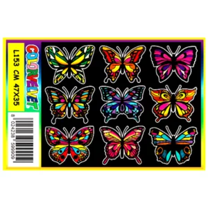 Quadro large con disegno in velluto da colorare: Farfalle, 47x35cm
