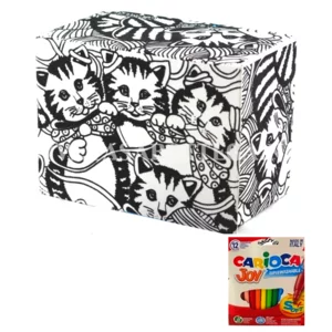 Boîte à colorier velours et feutres carton inclus : chats