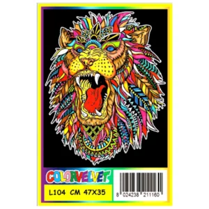 Quadro Large Con Disegno In Velluto Da Colorare: Re Leone, 47X35Cm-image
