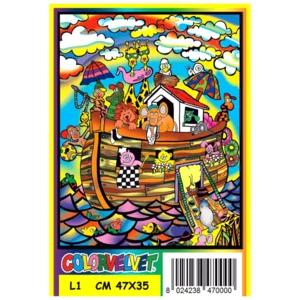 Ausmalbild mit durchgezogenem Design aus Samt der Arche Noah L1, 47x35cm