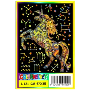Ausmalbild mit durchgezogenem Design in Einhorn-Samt L121, 47x35cm