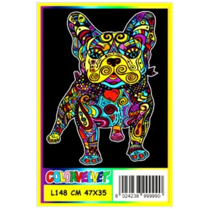 Quadro Large Con Disegno In Velluto Da Colorare: Bulldog Francese, 47X35Cm-image