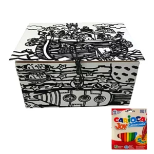 Box da colorare in velluto e cartoncino: arca di Noè