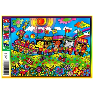 Quadro large con disegno in velluto da colorare: Treno, 47x35cm