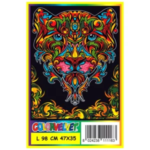 Quadro large con disegno in velluto da colorare: Tigre, 47x35cm