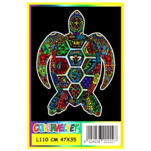 Quadro large con disegno in velluto da colorare: Tartaruga, 47x35cm