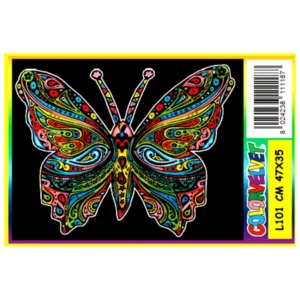 Quadro large con disegno in velluto da colorare: Farfalla, 47x35cm