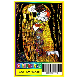Quadro large con disegno in velluto da colorare: Klimt kiss, 47x35cm
