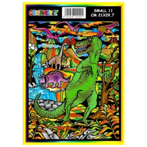 Quadro small con disegno in velluto da colorare: Dinosauro T-Rex, 21x29,7cm