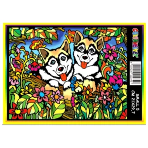 Quadro small con disegno in velluto da colorare: Husky, 21x29,7cm