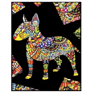 Quadro small con disegno in velluto da colorare: Bull terrier, 21x29,7cm