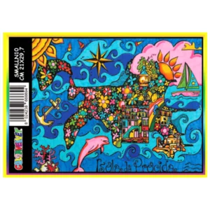 Quadro small con disegno in velluto da colorare: Procida, 21x29,7cm