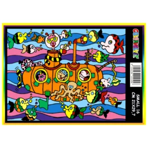 Quadro small con disegno in velluto da colorare: Sottomarino, 21x29,7cm